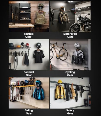 ONETIGRIS Tactical Gear Wall Mount, Motorcycle Helmet Holder Wall Mount Stand, Plate Carrier Rack Jacket Hanger Display Organizer for Police Football Cycling Suit - color: Black Walnut