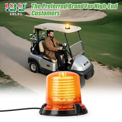 10L0L Golf Cart Flashing Safety Warning Light - 12-80V Wide Voltage Strobe Light with Remote Control, 360° Rotation, Magnetic Base, 3M Cable for Golf Cart School Bus Police Car Yacht