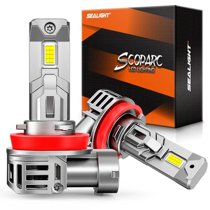 SEALIGHT S1-Pro H11/H8/H9 Fog & Light Bulbs, 40000LM 6500K White H11 Lights, 1600FT Beam, IP67 Waterproof with Fan, 2-Pack for ATV/SUV - size: H11/H8/H9/H16
