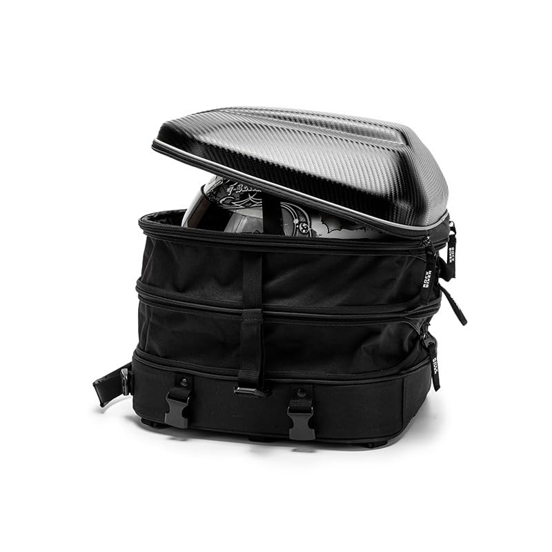 Motorcycle Tail Bag 15L-20L Expandable Motorcycle Backpack Helmet Bag ABS Hard Shell Waterproof Motorbike Storage Bags, Dual Use Luggage Rucksacks with Storage(Carbon)