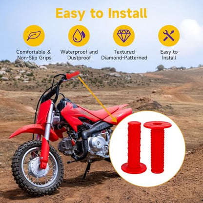 HIAORS 7/8 Handlebar Grips Compatible with 50cc 70cc 125cc 150cc TTR90 TTR110 TTR125 PW80 CRF50 XR50 CRF70 CRF125 KLX250 SSR125 TaoTao Apollo Pit Dirt Bikes Yozma In10 E Bike Motorcycles Parts Red - color: red