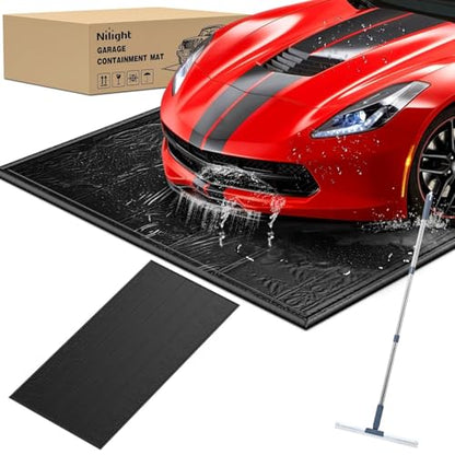 Nilight Garage Containment Mat 7'9" x 18' PVC Garage Floor Mat with 1.4" Raised Foam Edge Waterproof Heavy Duty Garage Parking Mat for Cars SUVs Sedans - size: 7'9" x 18'
