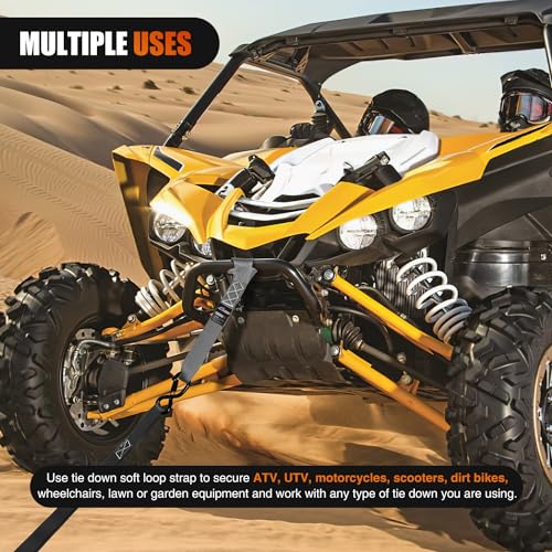 Nilight Soft Loop 1.7”×17" Motorcycle Tie Down Straps Heavy Duty 12000Lbs Max Break Strength for Securing ATV UTV Kayak Moving Cargo (8PK-Grey) - color: Grey