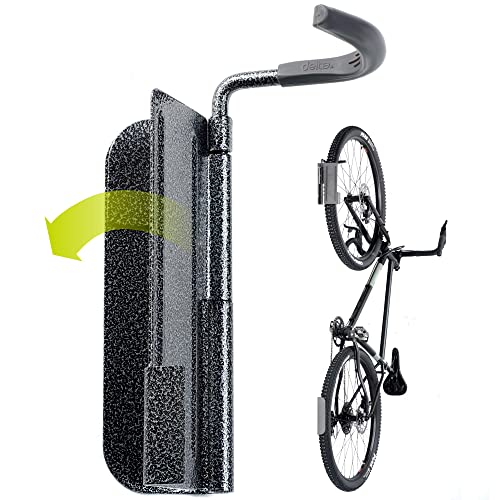 Swivel Bike Wall Mount by Delta Cycle - Garage Bike Rack Swings 90 Degrees For More Floor Space - Bike Wall Hanger With Rear Tire Tray - Vertical Bike Rack Holds Any Bike Up To 40 lbs - size: Standard Tire, style: Swivel Hook with Tray