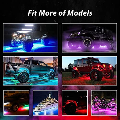 Hovano RGB LED Rock Lights, 20 Pods Waterproof Magic-RGB Multicolor Chasing Neon Underglow Music Lighting Kit with APP/RF Control for Jeep Off Road Truck Car ATV SUV RZR - size: 20 Pods Rock Lights