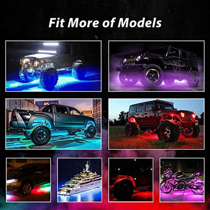 Hovano RGB LED Rock Lights, 20 Pods Waterproof Magic-RGB Multicolor Chasing Neon Underglow Music Lighting Kit with APP/RF Control for Jeep Off Road Truck Car ATV SUV RZR - size: 20 Pods Rock Lights