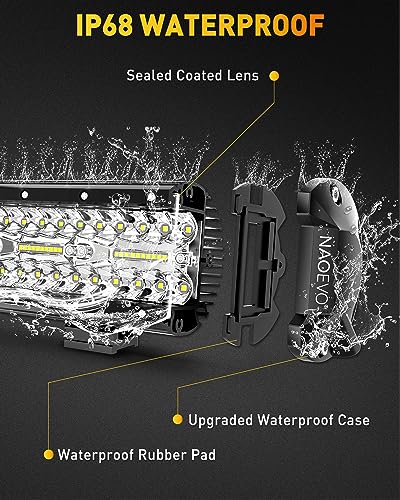 NAOEVO 7 Inch LED Light Bar, 480W 48,000LM LED Offroad Fog/Driving Lights with Spot Flood Combo Beam, Work for Truck Boat ATV UTV, 4 Pcs (White) - size: 4 Pcs