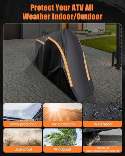 Full Enclosed ATV Covers Waterproof Outdoor Heavy Duty 4 Wheeler Cover All Season Weather Proof Quad Cover with Reflective Strips Fits ATV Length up to 104" Windproof Sunproof Dustproof - size: 7.(ATV)104"Lx53"Wx49"H