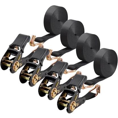 4 Packs Ratchet Straps Heavy Duty, 1" x 20' Ratchet Tie Down Straps with Double J Hooks | 2200lbs Break Strength for Moving, Securing Motorcycle, ATV, Kayak on Trailer, Truck Bed, Car Roof Rack - size: 4Pack 1“ * 20’