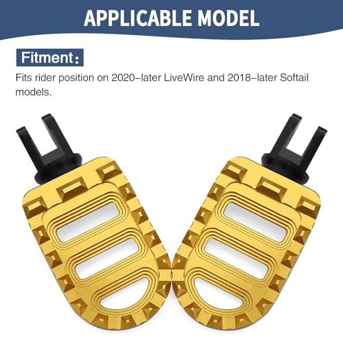 Motorcycle Foot Pegs MX Front Pegs Footrest Fit for Harley 2018-later Softail Low Rider S Breakout FXLRS Fat Bob 114 Street Bob FXBB Fat Boy Sport Glide FLSB (Gold) - color: Gold
