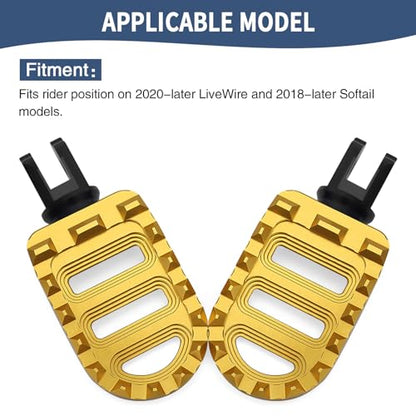 Motorcycle Foot Pegs MX Front Pegs Footrest Fit for Harley 2018-later Softail Low Rider S Breakout FXLRS Fat Bob 114 Street Bob FXBB Fat Boy Sport Glide FLSB (Gold) - color: Gold