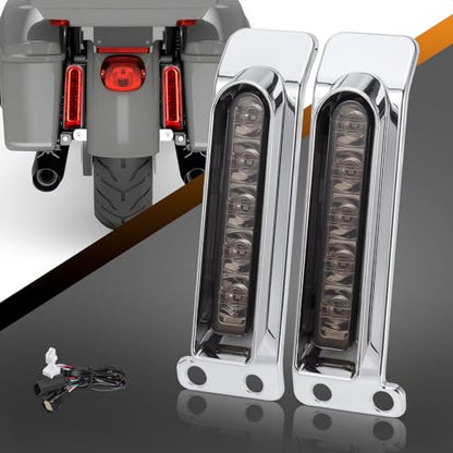Rear Fender Filler Panel Lights Saddlebag LED Inserts Support Auxiliary Light Fit for Harley Touring Electra Glide Ultra Limited Road King Road Glide 2014-2024 (Chromed Housing Smoke Len) - color: Chromed Housing Smoke Len