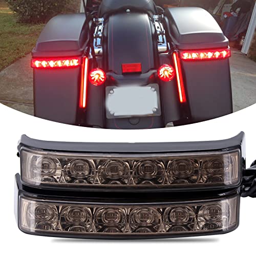 JMTBNO Saddlebag Housing Tail Run Brake Turn Light Lamp LED Len for Touring Street Road Glide CVO Electra Glide Ultra Classic Ultra Limited CVO 2014-2022 (Black-Smoke) - color: Black-Smoke