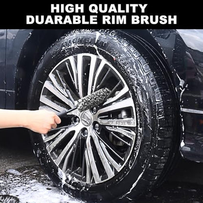 12Pcs Wheel Brush Kit for Cleaning Wheel and Tire, Wheel and Rim Brush, Car Detailing Brushes, Tire Brush, Bendable & Durable Car Wheel Rim Cleaner Brush Set,Car Detailing Cleaning Brush Supplies Kit - color: Black