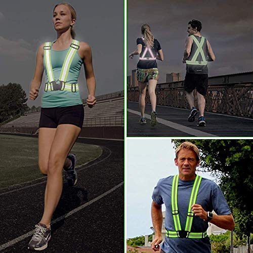 Chiwo Reflective Vest Running Gear 2Pack, High Visibility Adjustable Safety Ves for Night Cycling,Hiking, Jogging,Dog Walking - color: Green Pink