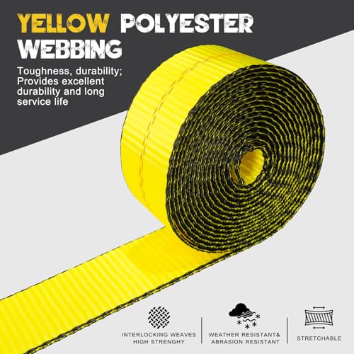 4PCs 2" x12' Recovery Winch Strap w/RTJ Cluster Hook, 10000LBS Tow Truck Car Wrecker Winch Tie Down Straps, Heavy Duty Autohauler Car Tie Down Straps - size: 2"x12FT(4PCs)