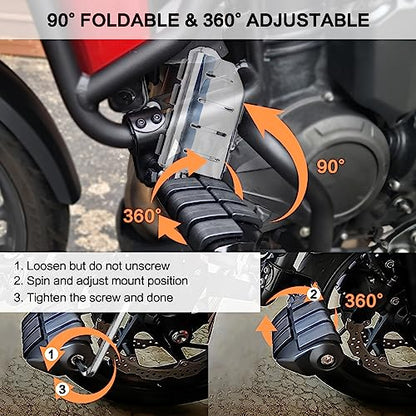 VGMOTO Motorcycle 1.25" Highway Footpegs Adjustable Foot Pegs Footrests with Clamps Mounts kit Compatible with Harley Touring Sportster Softail Road Glide Street Glide with 1 1/4 inch Engine Guard - color: Chrome-Style C