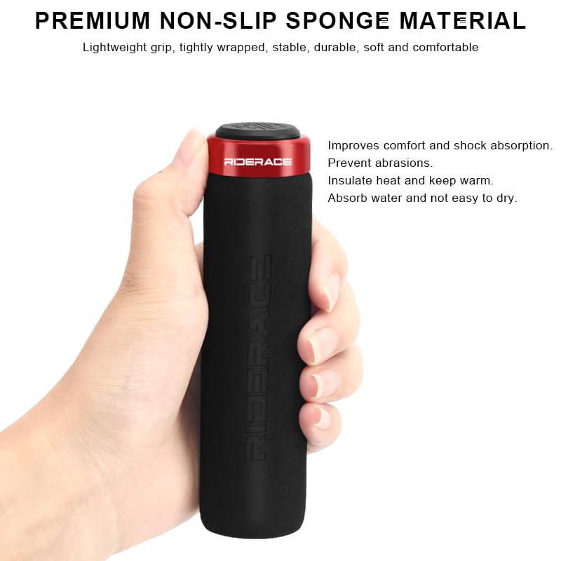 Bike Handlebar Grips,Single Lock On Anti-Slip Foam Mountain Bike Grips,Shock-Absorbing Comfortable,for MTB/BMX/Folding Bicycle - color: red and black