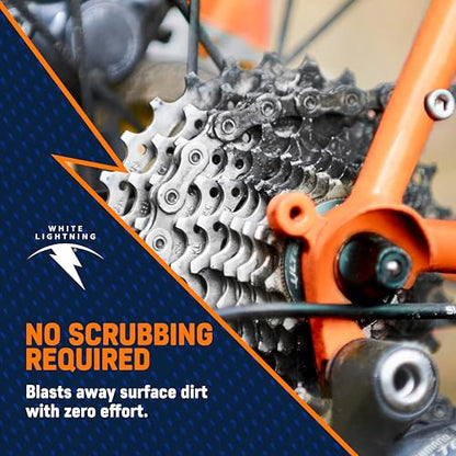 White Lightning Complete Bike Cleaning Kit – At-Home Bicycle Maintenance System with Clean Ride Self-Cleaning Wax Lube, Clean Streak Degreaser, & Bye Bye Dirt 3-in-1 Detailer for Frames & Drivetrains