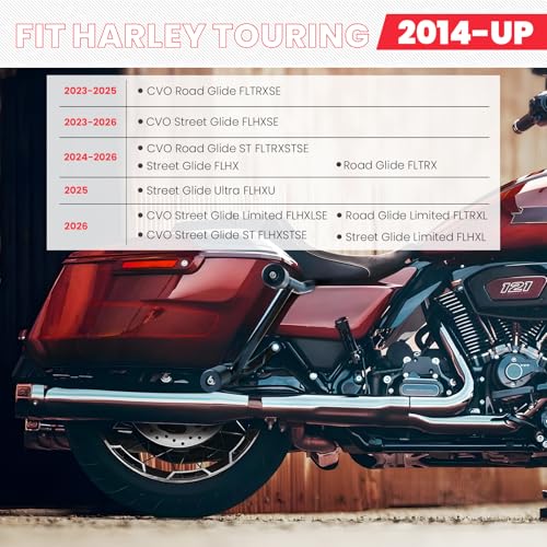 2023-2026 Street Glide Road Glide Saddlebag Guard Crash Bar Compatible with Harley Davidson Touring FLTRX FLTRXL FLHX FLHXU FLHXL FLTRXSE FLHXSE FLTRXSTSE Black Tip-Over Bar with Support Rails - size: 2023-2026 With Rails