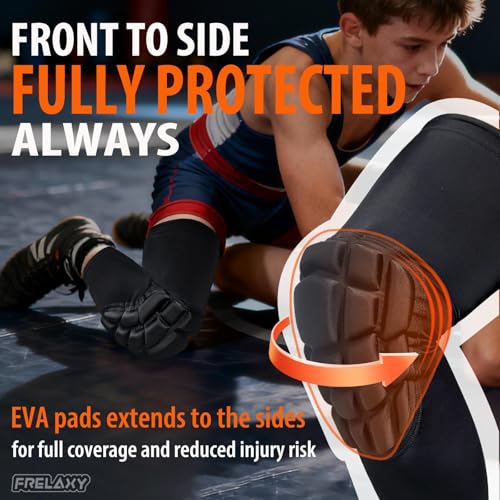 Frelaxy Wrestling Knee Pads, 3D Protective Compression Leg Sleeves, Padded Knee Sleeve for Wrestling, Basketball, Volleyball, Baseball, Knee Protective Gear for Youth, Women & Men (1 Pair) - size: XX-Large
