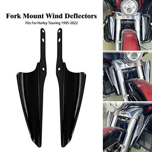 Front Fork Mount Wind Deflectors Compatible with Harley Electra Glide Road King Street Glide 1995-2023 (Color:Black) - color: Black