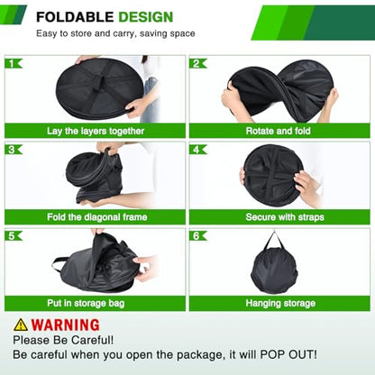 Yesker 6 Layer Herb Drying Rack Hanging Mesh Net Foldable Plant Drying Racks 24" Diameter with Green Zipper & Hook Dryer Hanging Rack for Herbs Seed Bud Fruit Clothes Grow Tent Closets Garden Outdoor - size: 6 Layers Fluorescent Green & Black with Hook