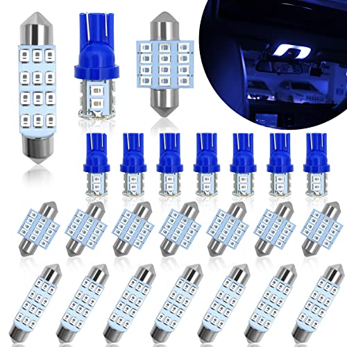 YOGEIER Car Led Bulb, Car Led Combination Set of 24 Sets, Used for Car Interior Lights, Indoor Map Dome Lights, Trunk Lights, License Lights, Etc. (Blue) - color: blue