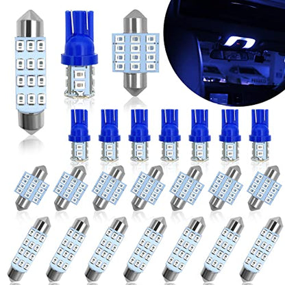 YOGEIER Car Led Bulb, Car Led Combination Set of 24 Sets, Used for Car Interior Lights, Indoor Map Dome Lights, Trunk Lights, License Lights, Etc. (Blue) - color: blue