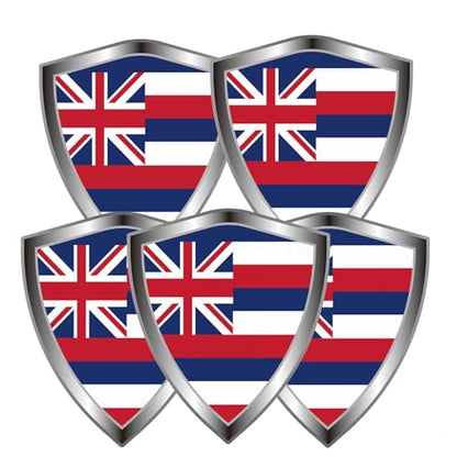Hawaii Flag Decal Sticker - Hawaiian State Flags Shield Shape Reflective Vinyl Car Stickers - for Car Window Bumper Laptop Waterproof Sticker (5Pcs) - color: Hawaii