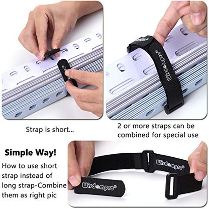 20 Pack (8 12 18 24 Inches) Hook and Loop Reusable Fastening Cable Tie Down Straps by Wisdompro - Reusable, Durable Functional Ties to Keep Your Home, Office, Workspace from Tangled Messes of Cords - size: Mixed Size, 20 Pack