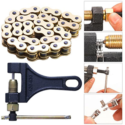Gold 520 X-Ring Chain + Chain Breaker,120Links With Connecting Master Link - size: 120