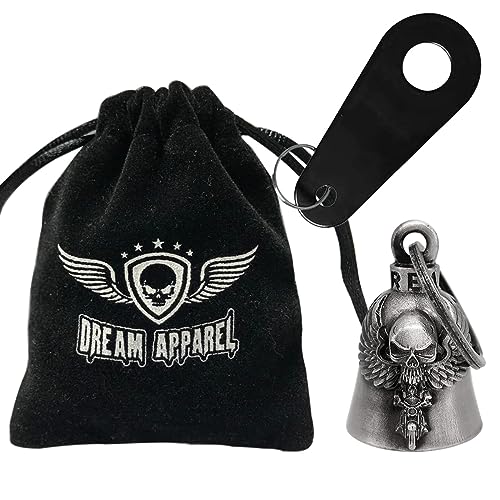 Dream Apparel Motorcycle Bell Guardian Angel Drive Away Gremlin, Biker Bell for Men Women Rider Riding, Good Luck Gift - color: Skull & Angel & Biker