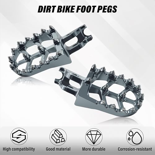Dirt Bike Foot Pegs,Replaceable Footpegs CNC Machined Aluminum Wide Platform with Springs for CRF150R CRF250R CRF450R CRF250X CRF450X CRF300L CRF250L CR125 CR250 CRF1000L (Titanium) - color: Titanium