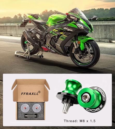 For Z900 2017-2025 8MM Swing arm Spools Slider Stand M8 x1.5 Green for KAW&-ASA*KI Z900 SE Performance Z900RS 2017 2018 2019 2020 2021 2022 2023 2024 2025 - color: SS-Green