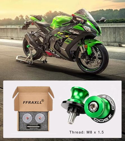 For Z900 2017-2025 8MM Swing arm Spools Slider Stand M8 x1.5 Green for KAW&-ASA*KI Z900 SE Performance Z900RS 2017 2018 2019 2020 2021 2022 2023 2024 2025 - color: SS-Green