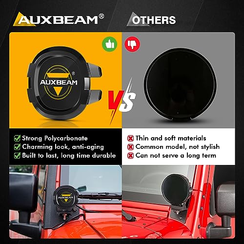 Auxbeam P4 Series Round Protective Light Covers, 4 Inch Black Offroad LED Pods Lens Cap, Dust Impact Shield & Street Compliant, Snap-On Design, 2 Packs - color: P4 Series 4" Light Covers