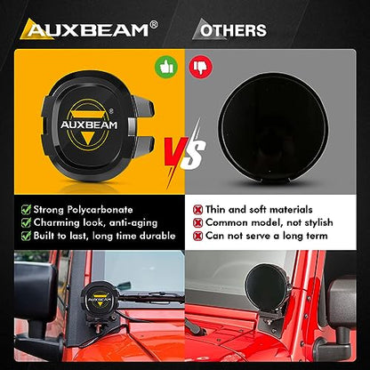 Auxbeam P4 Series Round Protective Light Covers, 4 Inch Black Offroad LED Pods Lens Cap, Dust Impact Shield & Street Compliant, Snap-On Design, 2 Packs - color: P4 Series 4" Light Covers