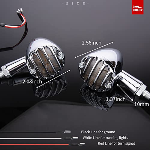 SMD LED Bullet Turn Signals Motorcycle Amber Front Rear Blinker Grill Indicator Universal Compatible for Honda Yamaha Suzuki Kawasaki Harley Chopper Bobber Dyna(Chrome-Amber) - color: C-Chrome Amber