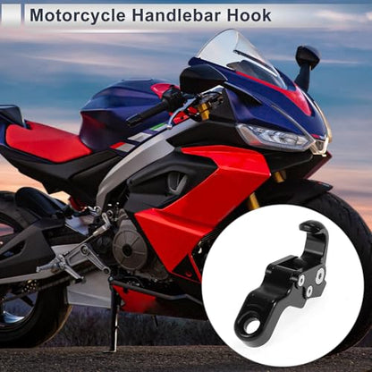 Adjustable Universal Motorcycle Hanging Hook Slope Handle with Hook Motorcycle Helmet Luggage Bag Holder Hanger Aluminum Alloy Black with 1 Pcs Screw - color: Black