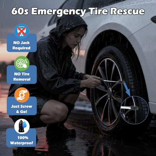 40PCS Tire Repair Rubber Nails, Vacuum Tire Plug Kit, 3rd Gen Steel Core Self-Service Screw Plugs, Emergency Flat Tire Repair Tool for Heavy Duty Truck ATV/UTV Golf Cart Motorcycle