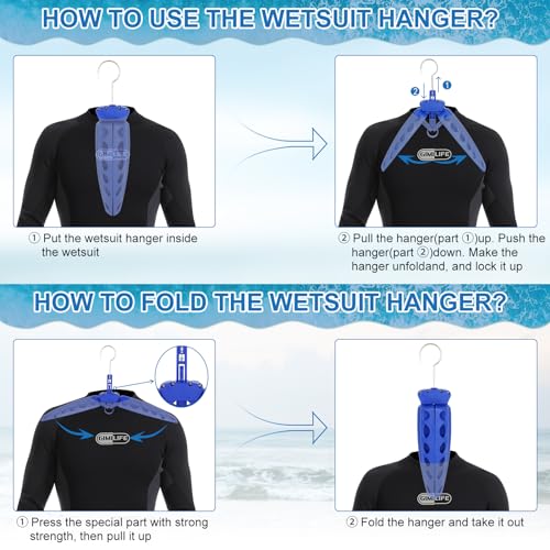 Wetsuit Hanger, Gimilife Surfing & Scuba Diving Accessory, Perfect to Dry Wetsuit Drysuit Life Jacket or BCD, Quick Dry Foldable & Vented Dryer for Wetsuite Dry Suit（1 PCS ） - color: Blue