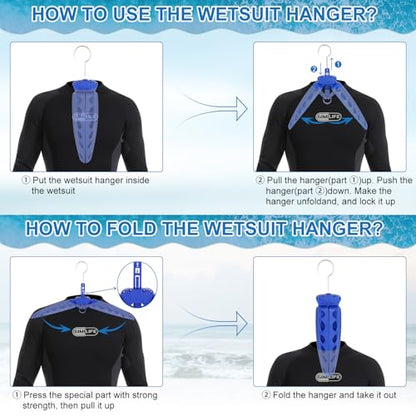 Wetsuit Hanger, Gimilife Surfing & Scuba Diving Accessory, Perfect to Dry Wetsuit Drysuit Life Jacket or BCD, Quick Dry Foldable & Vented Dryer for Wetsuite Dry Suit（1 PCS ） - color: Blue