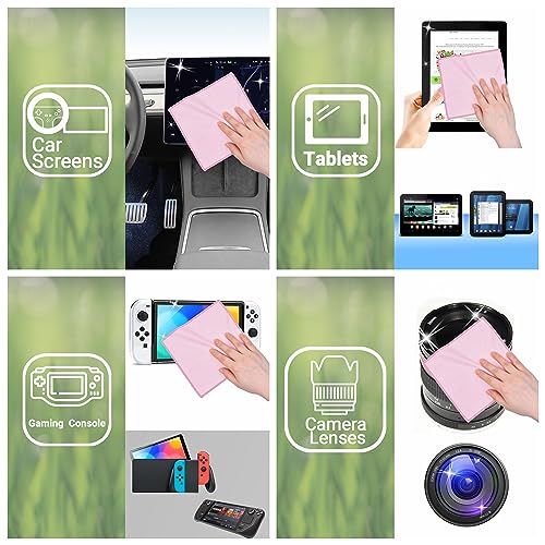 Eco-Fused Microfiber Cleaning Cloths Double-Sided - 5 Pack - 6.6 x 6.2 inch - Microfiber and Suede Cloth for Smartphones, LCD TV, Tablets, Laptop Screens, Camera Lenses (Pink) - color: 5 Pack - 6.6 X 6.2" (Pink)