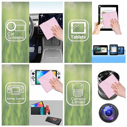 Eco-Fused Microfiber Cleaning Cloths Double-Sided - 5 Pack - 6.6 x 6.2 inch - Microfiber and Suede Cloth for Smartphones, LCD TV, Tablets, Laptop Screens, Camera Lenses (Pink) - color: 5 Pack - 6.6 X 6.2" (Pink)