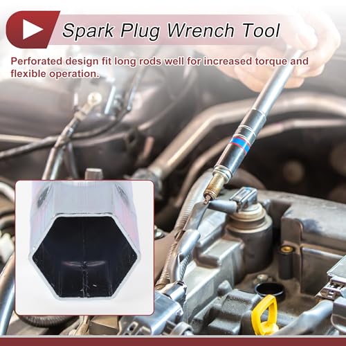 1 Pcs Spark Plug Socket Wrench Durable Spanner Socket Remover 205x49mm Silver Tone High Carbon Steel Hexagon 34mm,40mm for Car Motorcycle Lawn Mower