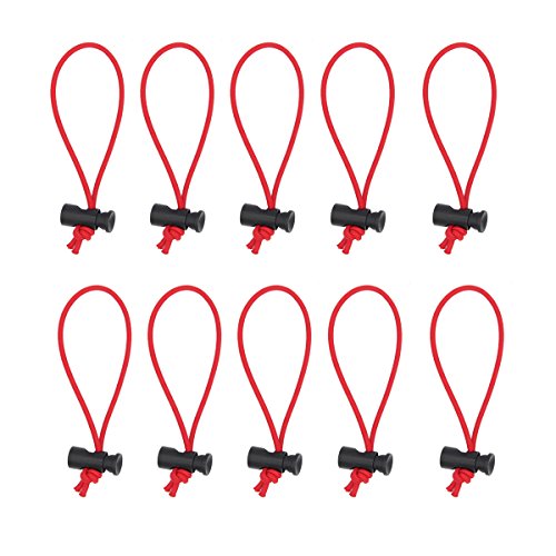 Foto&Tech Multipurpose Extra Thick Elastic Cable Tie and Organizer, Adjustable Cable Strap Toggle Tie, Reusable Tangle Tamer, Cable Management for Cord and Cable (10x 16CM, Red) - color: Red, size: 10x 16CM