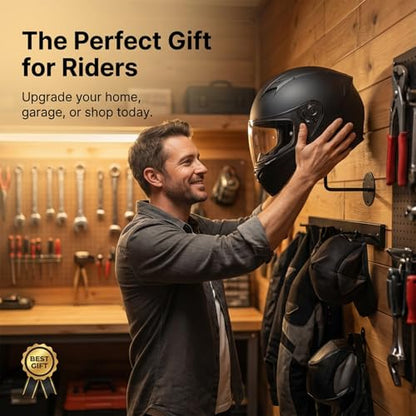 6PCS Motorcycle Helmet Rack, Metal Wall Mount Helmet Holder Stand Display Rack Multifunctional Space-Saving Ball Rack for Cap Hat Wig Riding Jacket Coat
