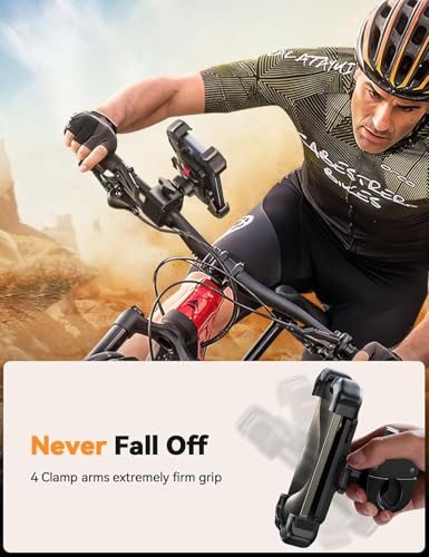 Bike Phone Holder, Motorcycle Mount - Motorcycle Phone Holder, Handlebar Cell Phone Clamp, Scooter Phone Clip Gifts for iPhone 17 Air Pro Max, 16 15 Plus, S20, 4.7 to 6.8" Smartphones
