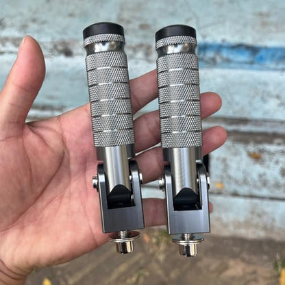 Titanium Motorcycle Bicycle Folding Foot Pegs 90 Degree Foldable Electric Motorbike Ebike For Super73 S2/ZX/RX/R/S Passenger Footrests Rearsets Rear Set Footpegs foot Rest Pedals M8 Install Bolts - color: Titanium-Foldable